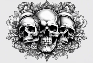 three skulls, one above each other tattoo idea