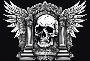 Death before dishonor with angel wings and gravestones tattoo idea