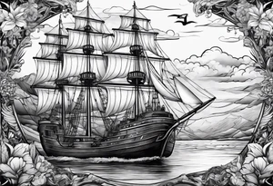 Sea view port syle tattoo idea