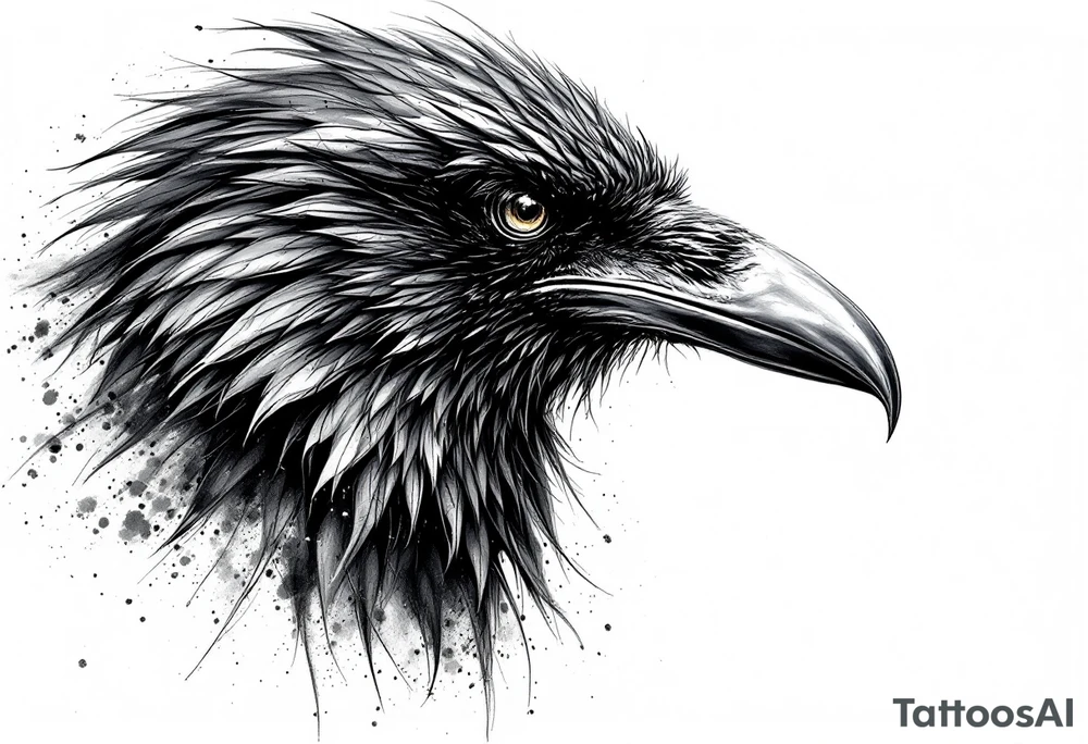 upright dark realistic raven tattoo idea