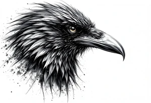 upright dark realistic raven tattoo idea