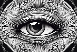 100 eyes with big eye lashes in geometric form in a oval tattoo idea