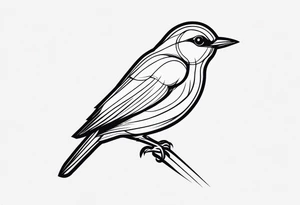 Minimal lines Black and white bird outline tattoo idea