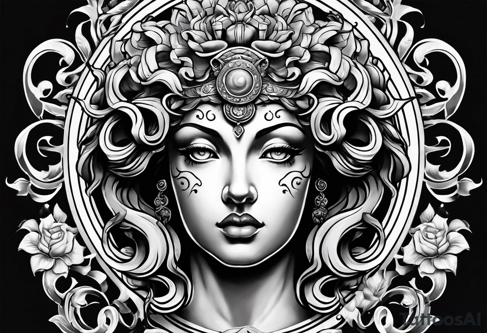 Medusa statue tattoo idea
