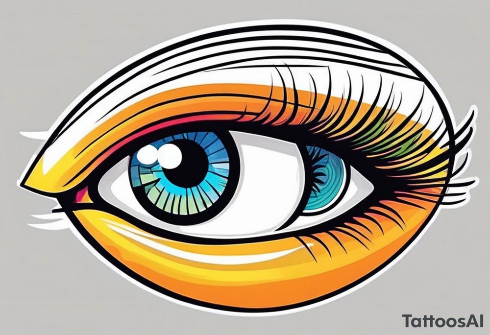 100 eyes with big eye lashes in geometric form in a oval tattoo idea