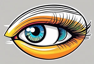 100 eyes with big eye lashes in geometric form in a oval tattoo idea