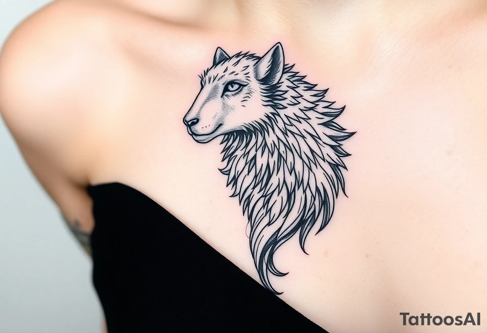 A sheep as wolf  mystical creature tattoo idea