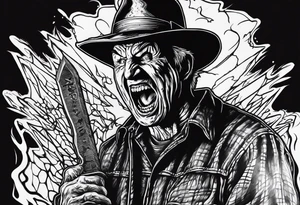 Horror theme with scream face and Freddy Krueger tattoo idea