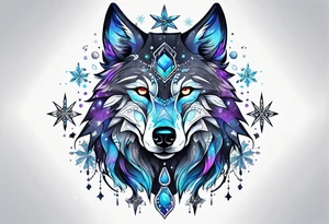 Constellation, animal alien wolf, snowflake tattoo idea