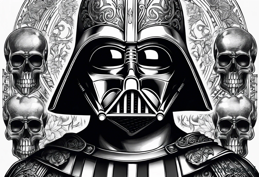 Darth Vader in Roman style with skulls tattoo idea