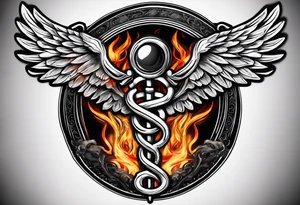 The Caduceus Nursing symbol mixed with fire and the animal kingdom. Have a stethoscope in there tattoo idea