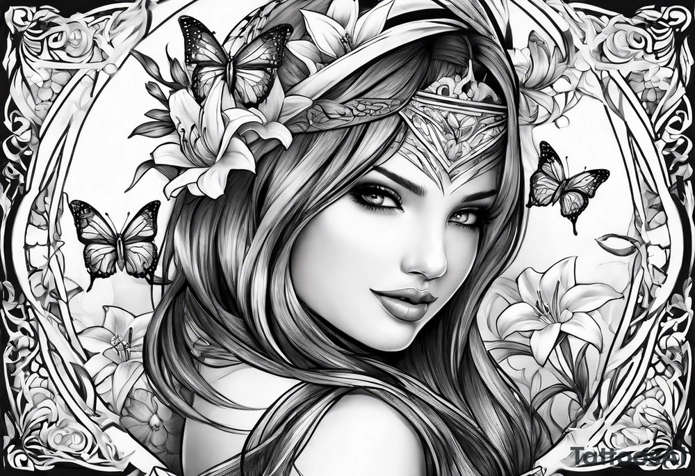 Children names stars lillies books fantasy butterflies halfsleeve forearm tattoo idea