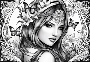 Children names stars lillies books fantasy butterflies halfsleeve forearm tattoo idea