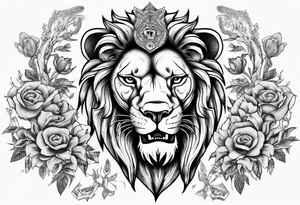 lion holding a khamssa with paw tattoo idea