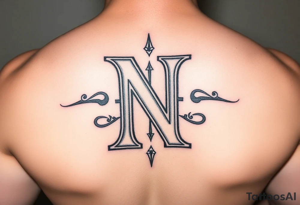 give me a tattoo idea of the letter N with a MONEY BILL tattoo idea
