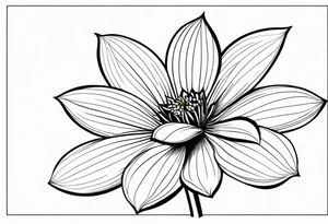 one very simple and no detailed waratha flower with stem in black and white, the few lines possible tattoo idea