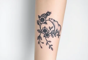 flowers on the vine. Include a snail, turtle, fox, and bear tattoo idea