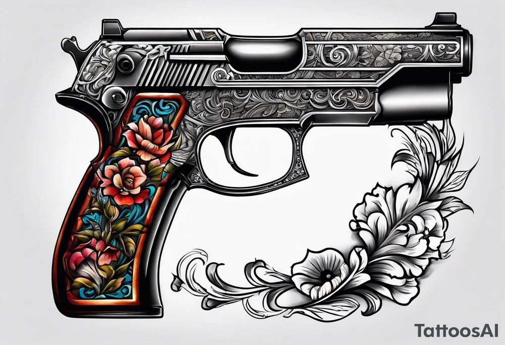 The letters AR with a pistol on each side tattoo idea