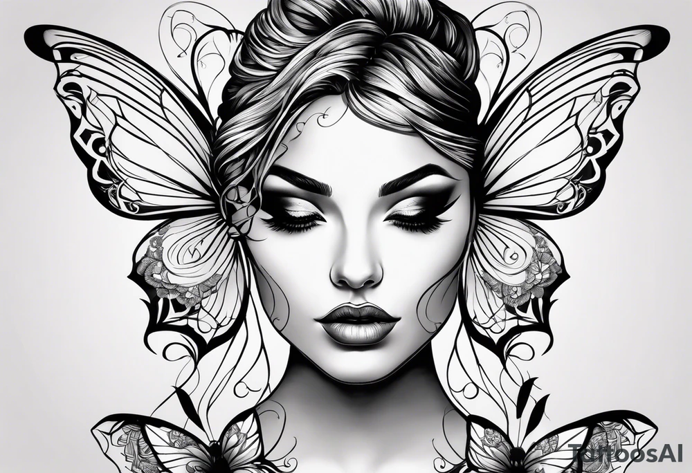 Sexy tattooed women butterfly svg tattoo idea