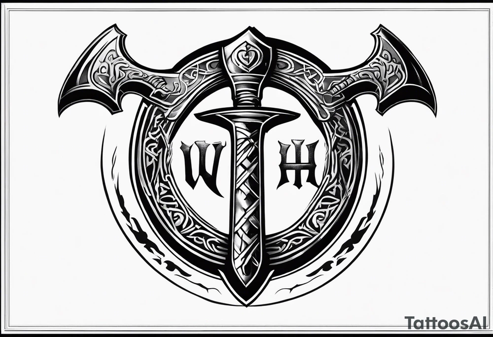 Valhalla viking shield axe sword warrior tattoo idea