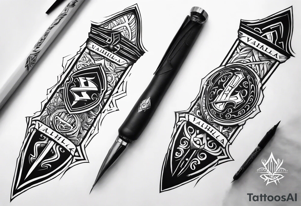 Valhalla sword shield steps tattoo idea