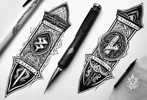 Valhalla sword shield steps tattoo idea