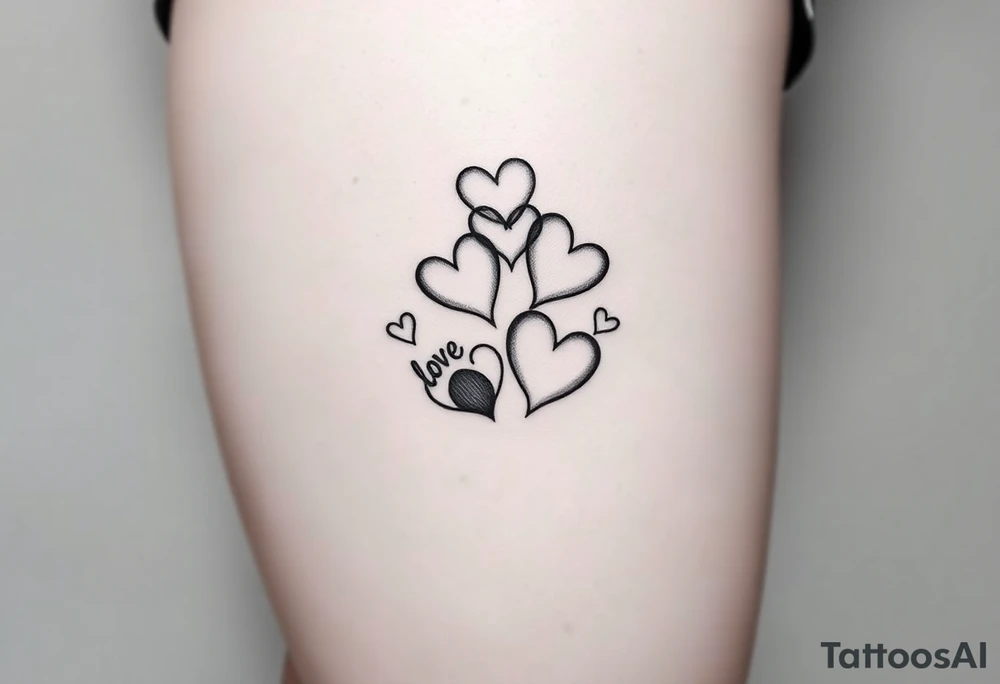 Paw prints with bunch of hearts tattoo idea