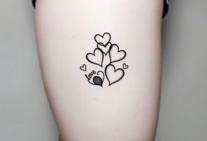 Paw prints with bunch of hearts tattoo idea