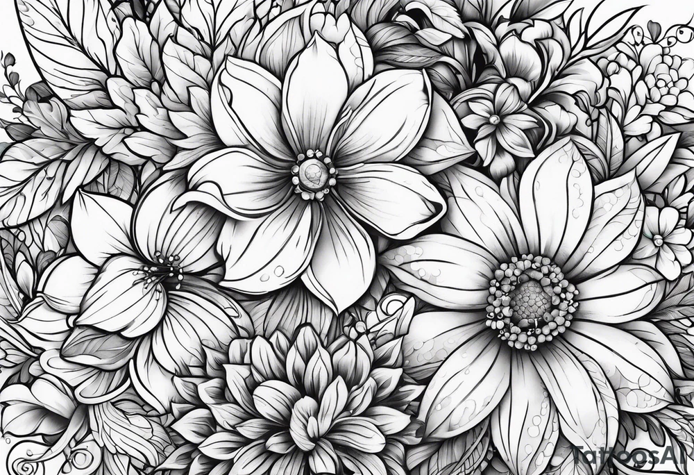 ornaments of flowers tattoo idea