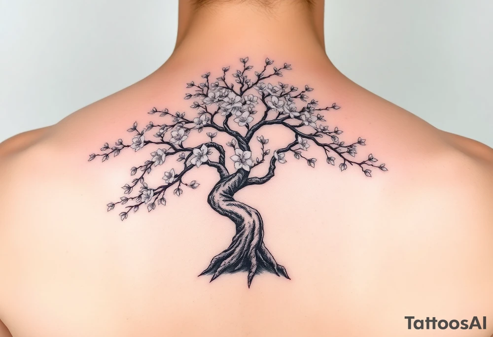 Bonsai weeping cherry blossom tree of life tattoo idea
