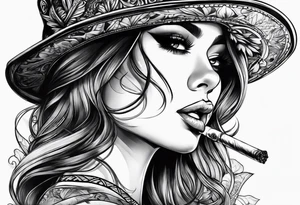 Girl smoking cigarette tattoo idea