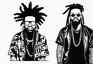 Black Bart Simpson with dreadlocks rapper tattoo idea