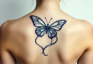 ethereal butterfly with flowing silk ribbons in moonlight tattoo idea