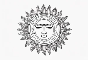 a sun with hair tattoo idea
