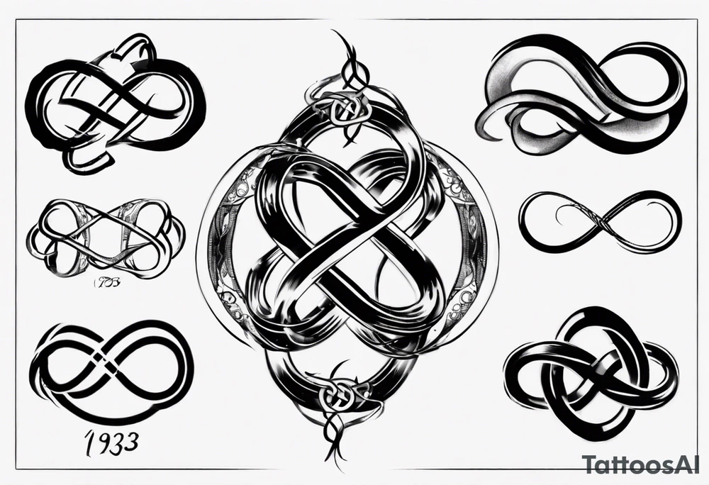 classic infinity symbol with one of the loops made of the numbers 111923 tattoo idea