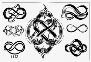 classic infinity symbol with one of the loops made of the numbers 111923 tattoo idea