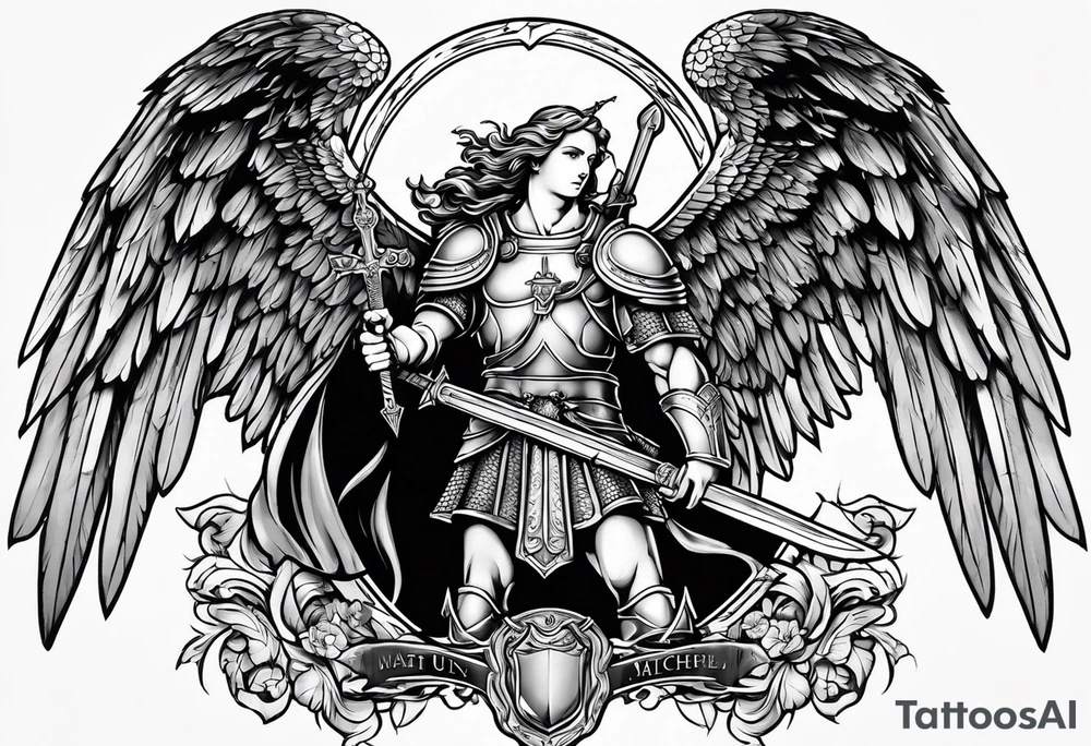 image of st michael the archangel with sword and shieldtattoo tattoo idea