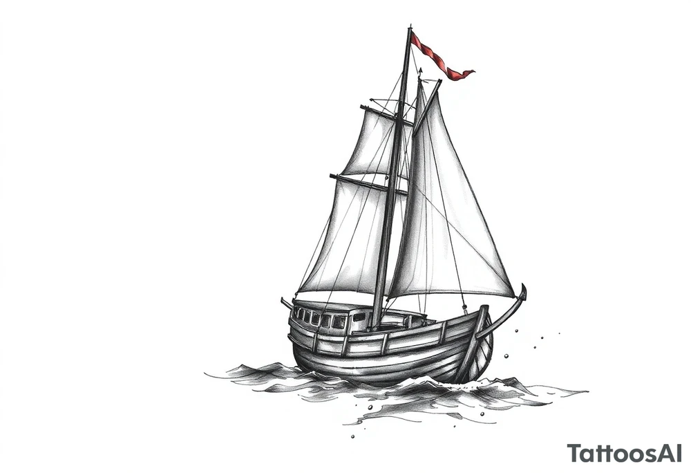 sailing boat at achor tattoo idea