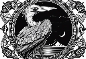 Scary shoebill stork tattoo idea