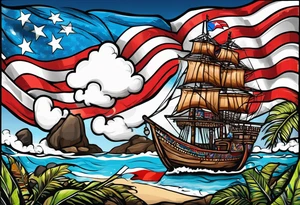 Taino with the Puerto Rico, U.S. Virgin Islands, and Trinidad flags. tattoo idea