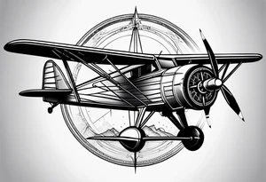 compass airplane tattoo idea