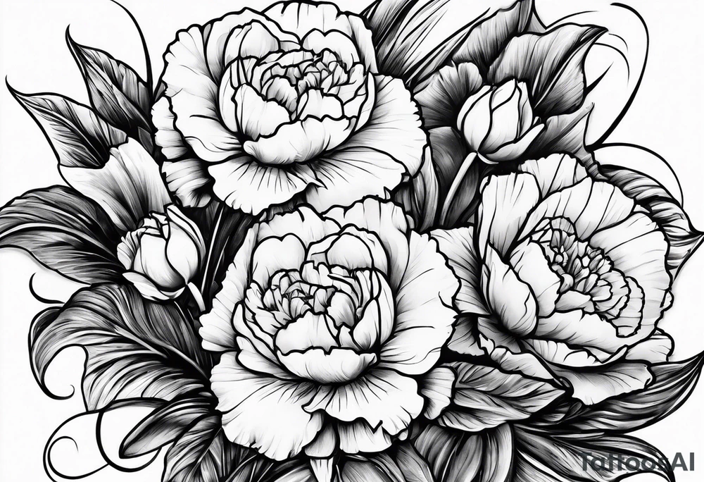 Two carnations and Two daffodils tattoo idea