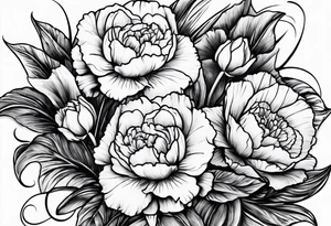 Two carnations and Two daffodils tattoo idea