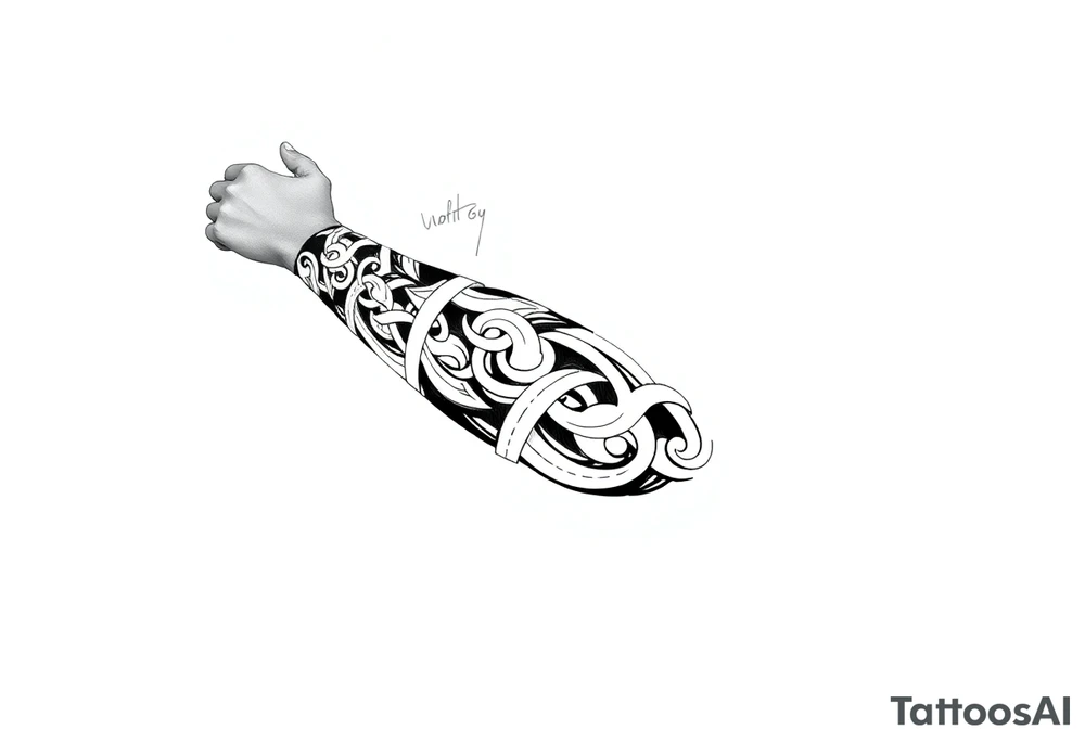 Maori style Celtic tribal sleeve tattoo idea