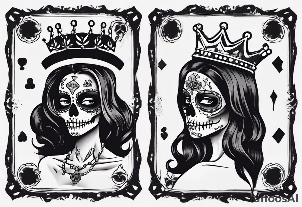 santa la muerta with money and crown
on the card tattoo idea