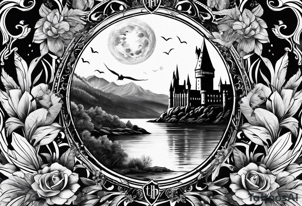 Harry Potter arm sleeve magic tattoo idea