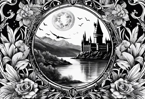 Harry Potter arm sleeve magic tattoo idea