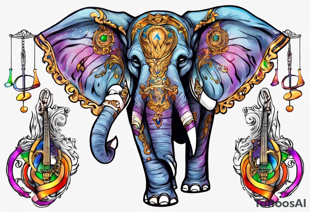 Libra, Massachusetts, elephant, pride colors, music tattoo idea