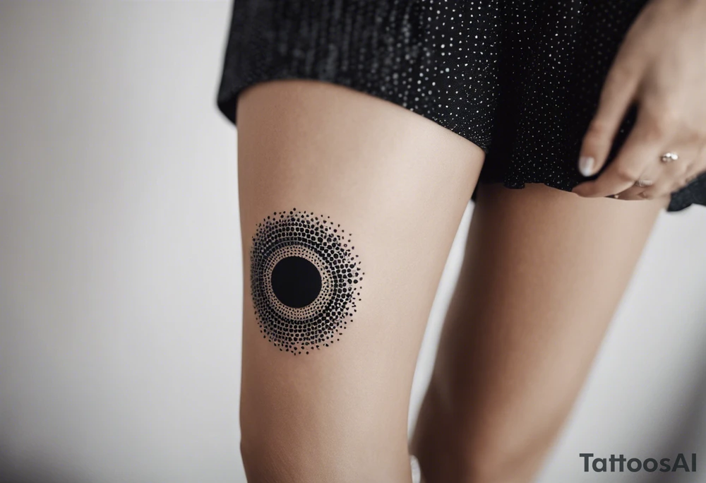 simple sun made of black dots and circles tattoo idea