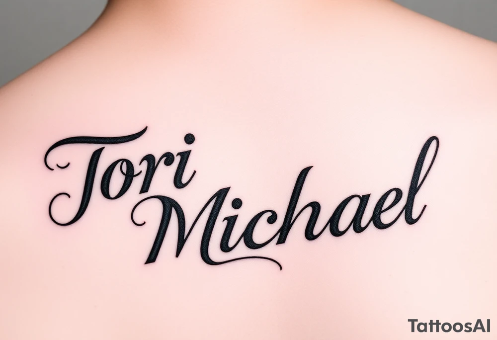 The names Tori and Michael in different fonts tattoo idea